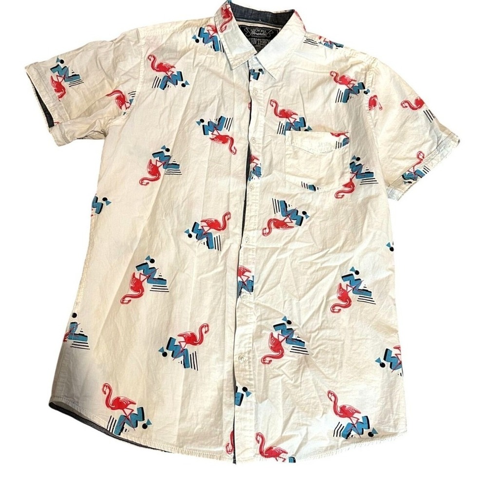 Broken‎ Threads Flamingo Print Button-Down Shirt – Size XL Miami Vice Vibes